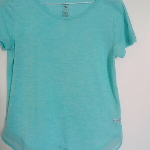 Vibrant Green and Blue Fitted Short Sleeve T-Shirt